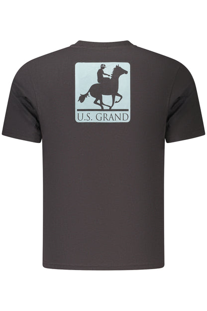 US GRAND Herren-T-Shirt, schwarz, kurzärmelig