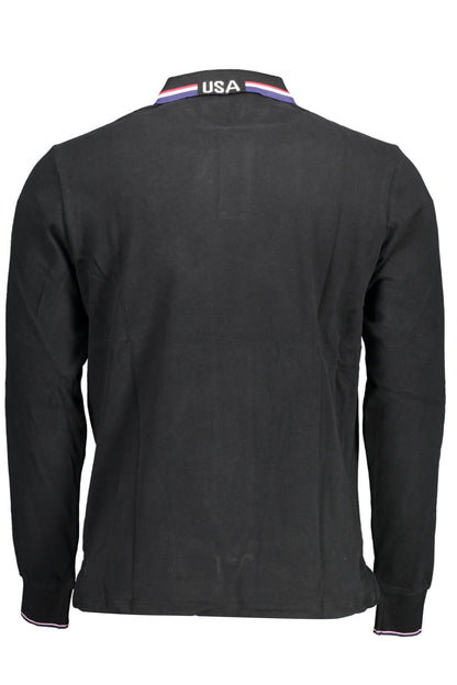 US POLO ASSN. Herren-Poloshirt mit langen Ärmeln, Schwarz